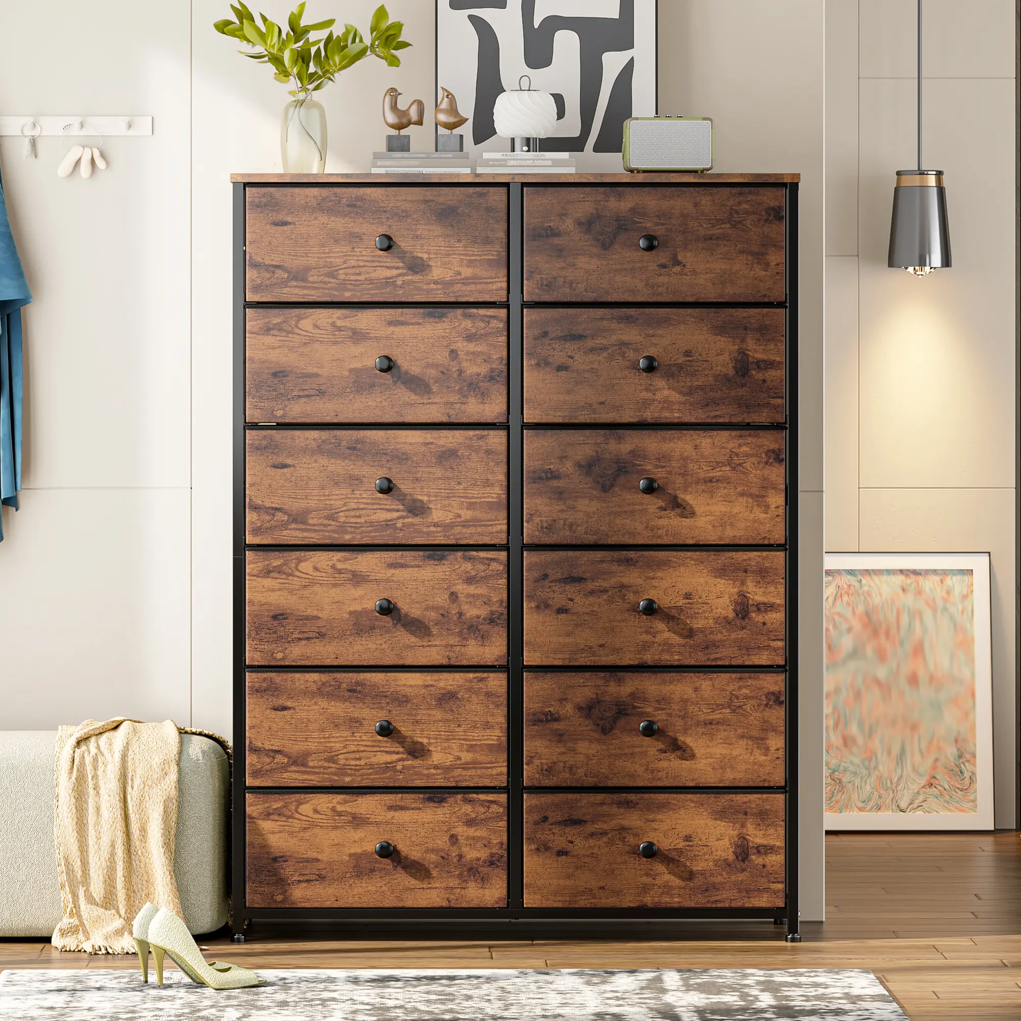 🎁 Rebajas de liquidación 💨Tall Dresser with 16 Fabric Drawers - Modern Storage