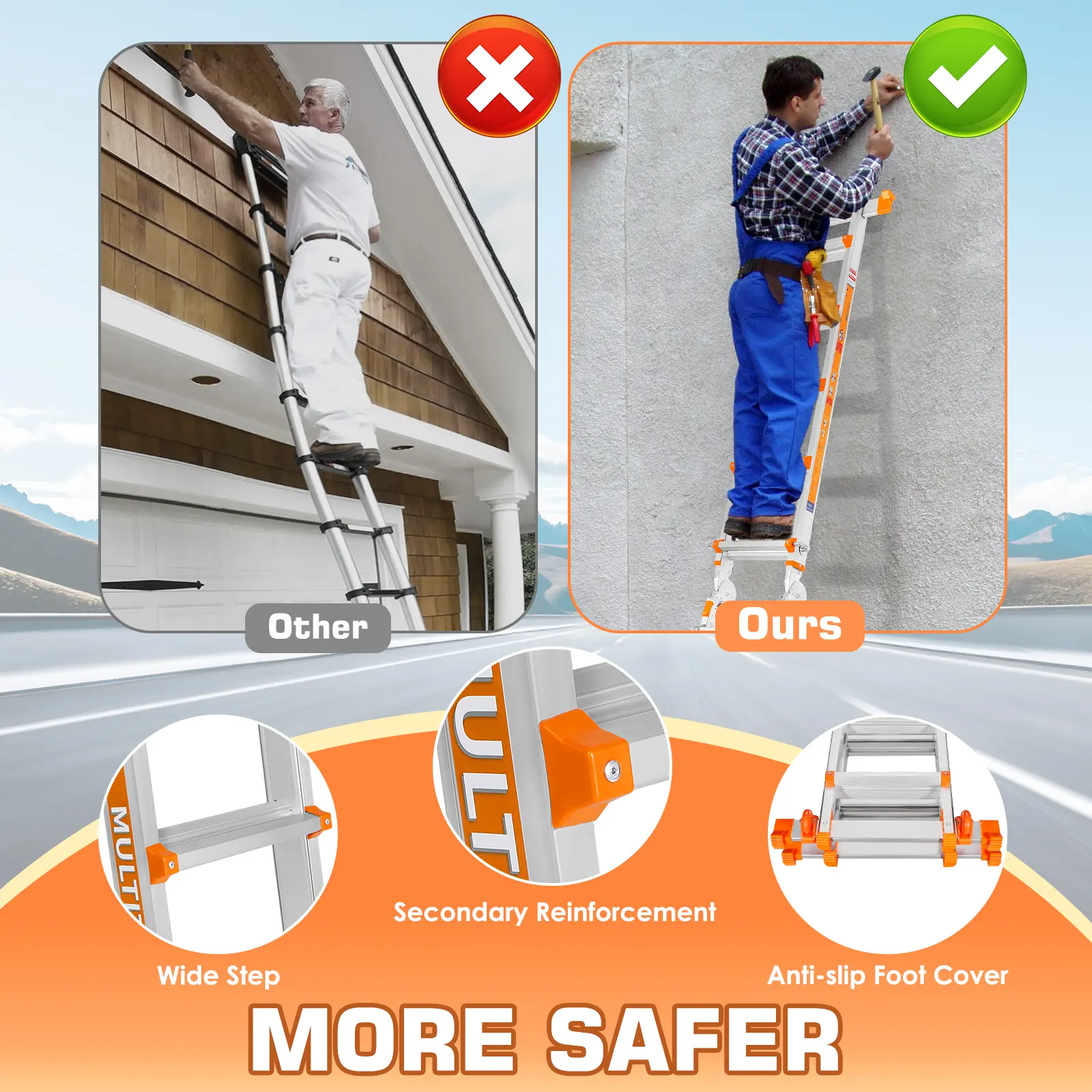 LeveLeve Extendable Telescopic Multi-Position Ladder for Home & Outdoors