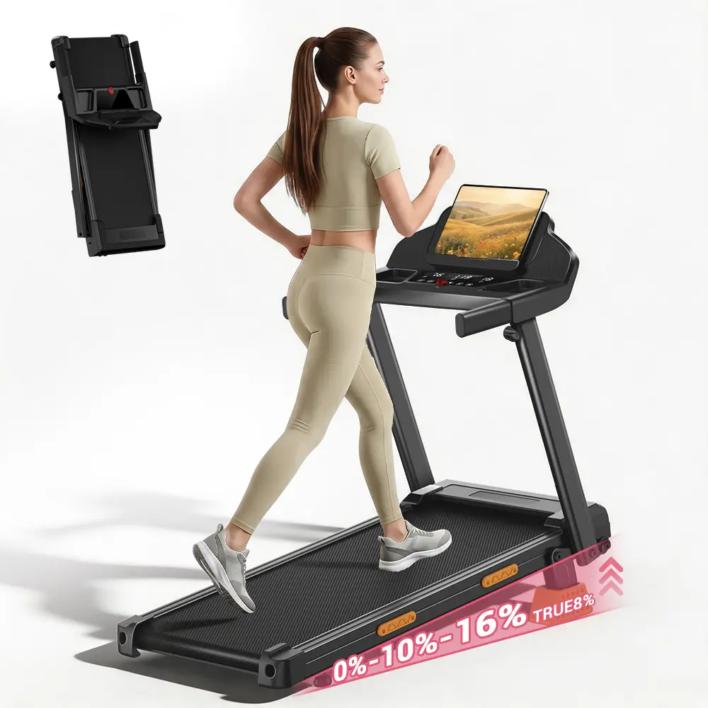 🎁 Rebajas de liquidación 💨 Cinta de correr plegable con barandillas y inclinación (16 % de inclinación) — Motor silencioso de 3,0 caballos de potencia, capacidad de carga de 400 libras, pantalla LED