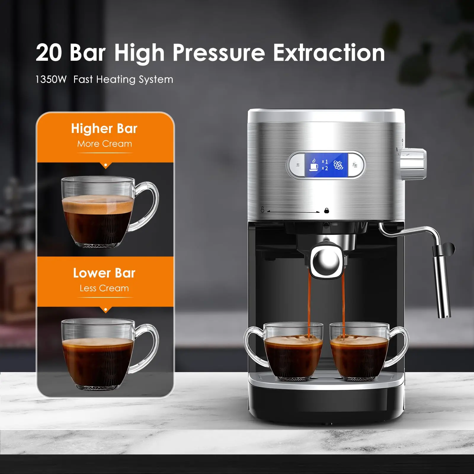 Cafetera espresso de 20 bares - Cafetera semiautomática
