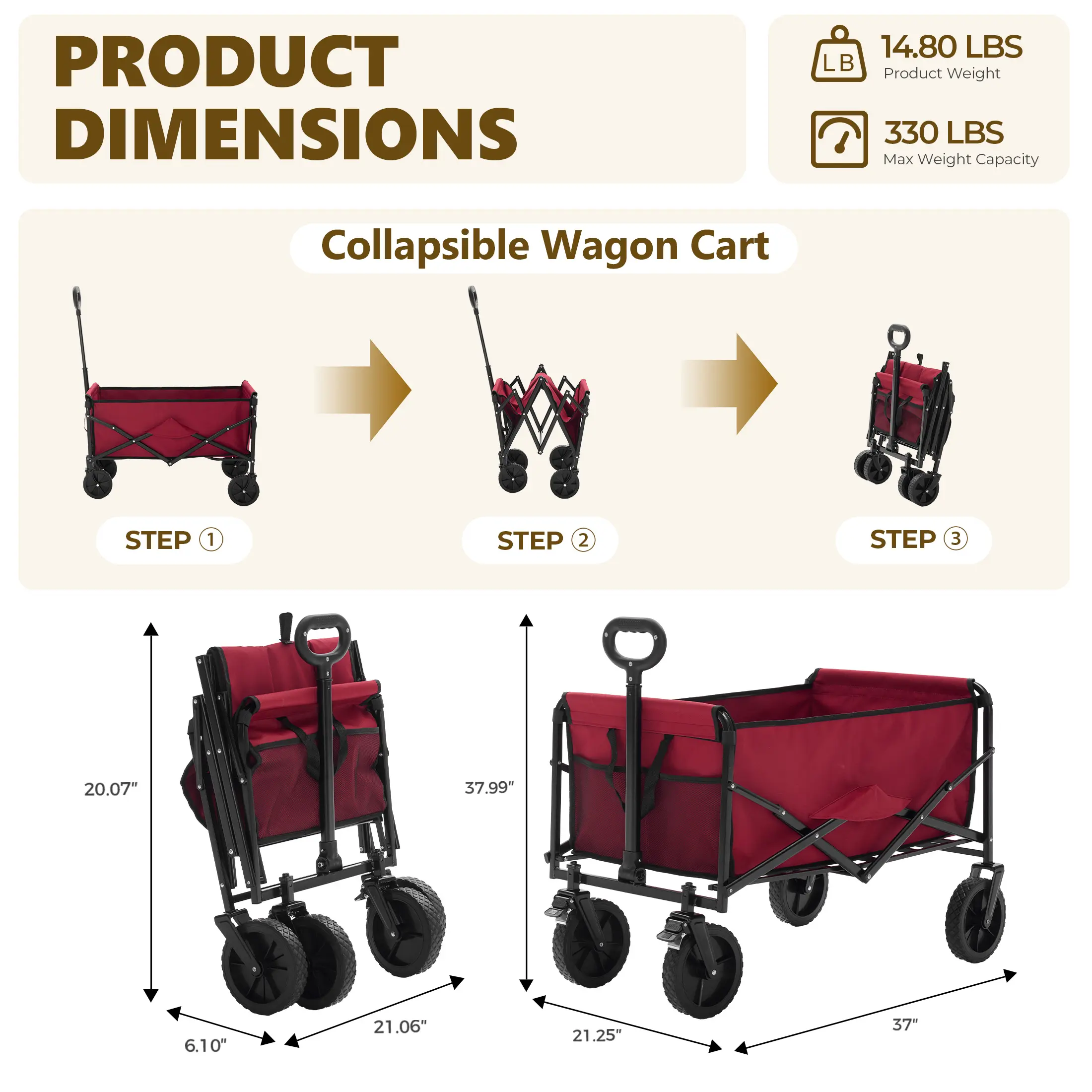 🎁 Reciclaje de líquidos con carrito 💨 Carrito plegable extralargo de alta resistencia (capacidad de carga de 200 kg), remolque portátil multifuncional con ruedas