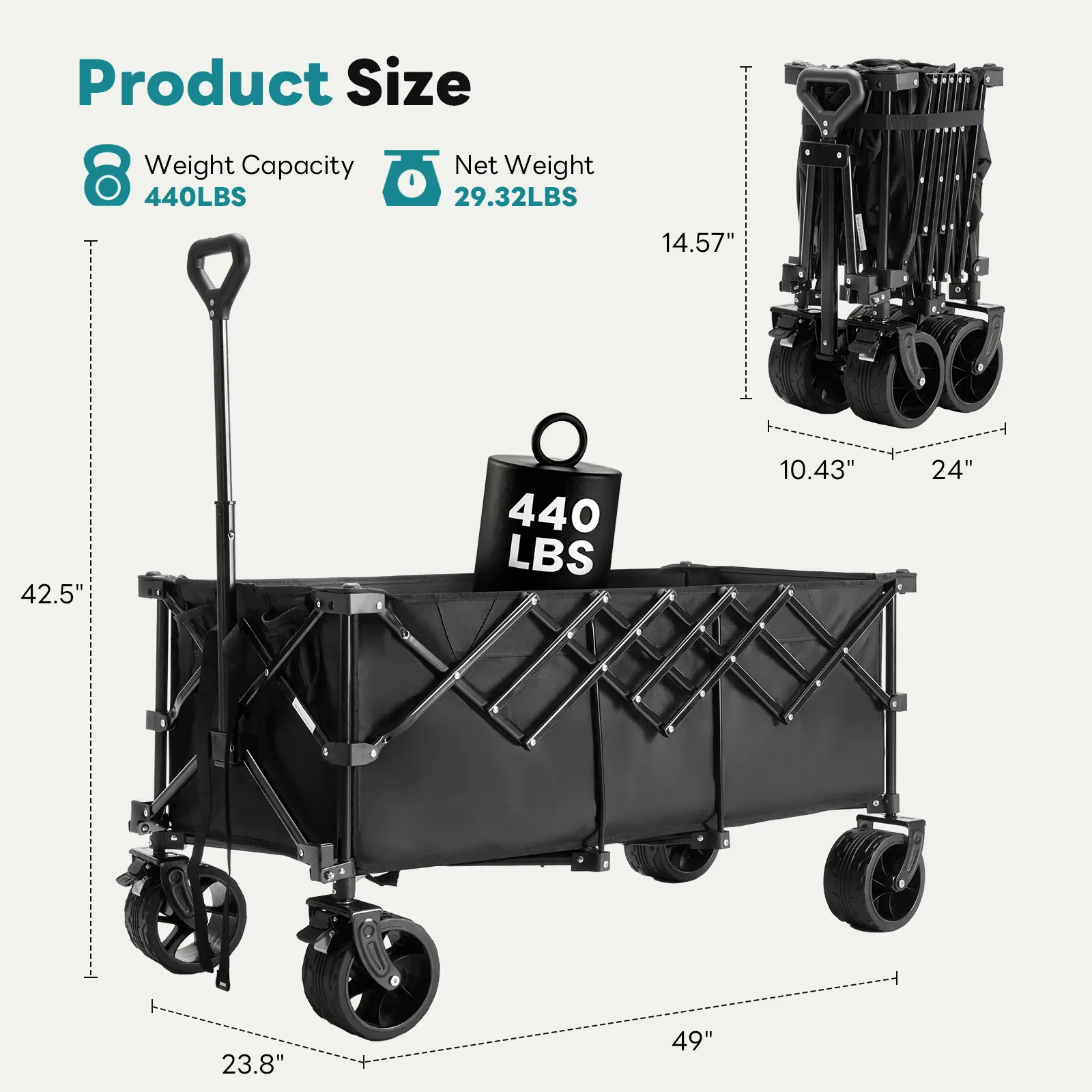🎁 Reciclaje de líquidos con carrito 💨 Carrito plegable extralargo de alta resistencia (capacidad de carga de 200 kg), remolque portátil multifuncional con ruedas