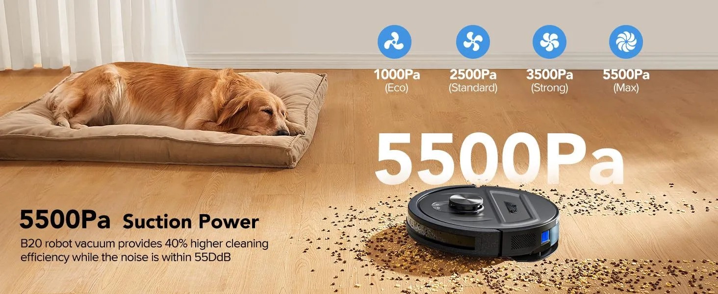 [HOT] BPMIO B20 2-in-1 Robot Vacuum & Mop Combo 5500Pa Suction LiDAR Navigation 120-Min Runtime Alexa WiFi App Compatible for Pet Hair Hard Floors summerwins,summerwins,dorm essentials,home essentials