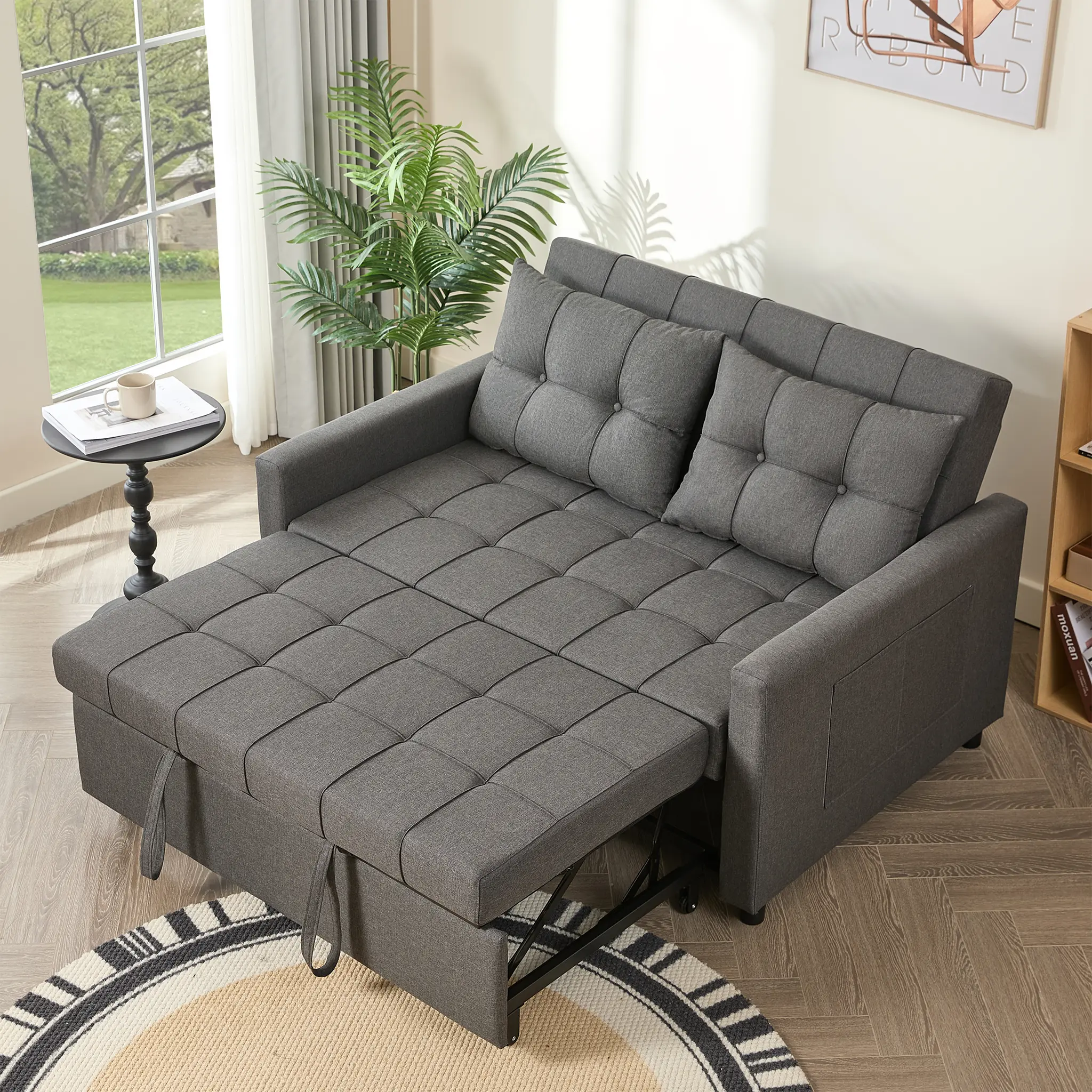 Sofá cama GOSUHI de 52" con cama extraíble - Beige
