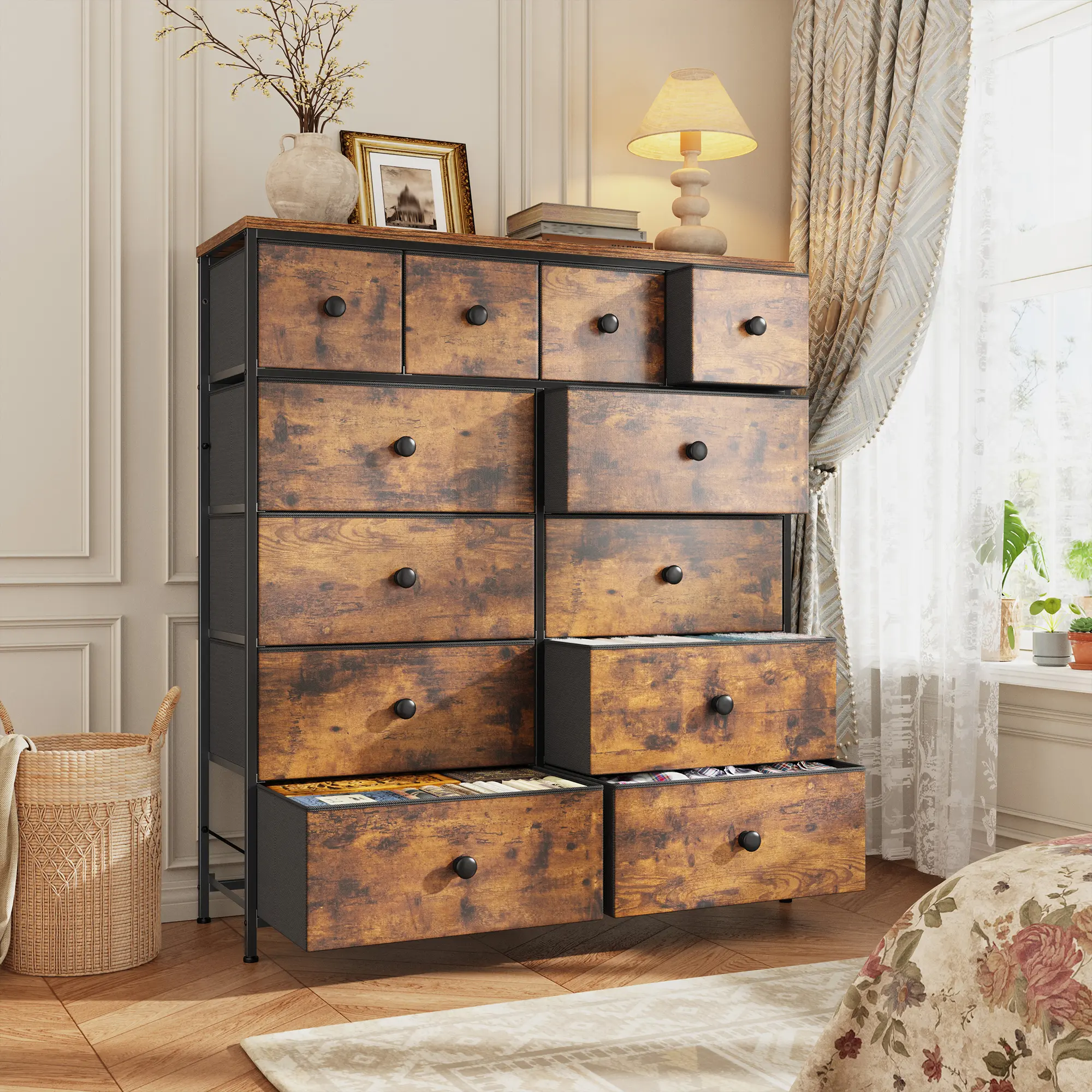🎁 Rebajas de liquidación 💨Tall Dresser with 16 Fabric Drawers - Modern Storage