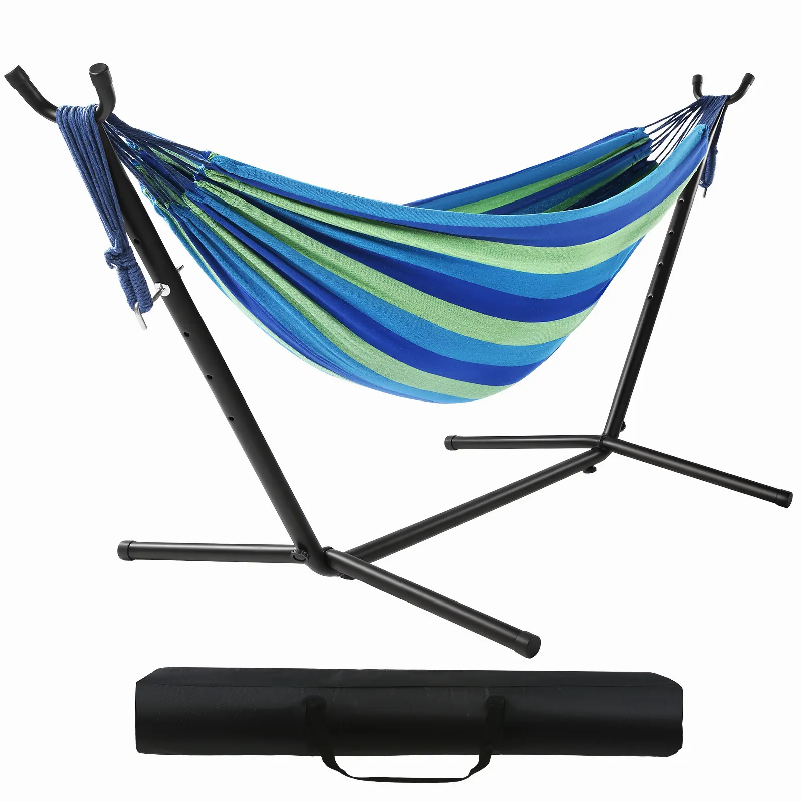 Premium Brazilian Style Hammock with Steel Stand and Carry Bag