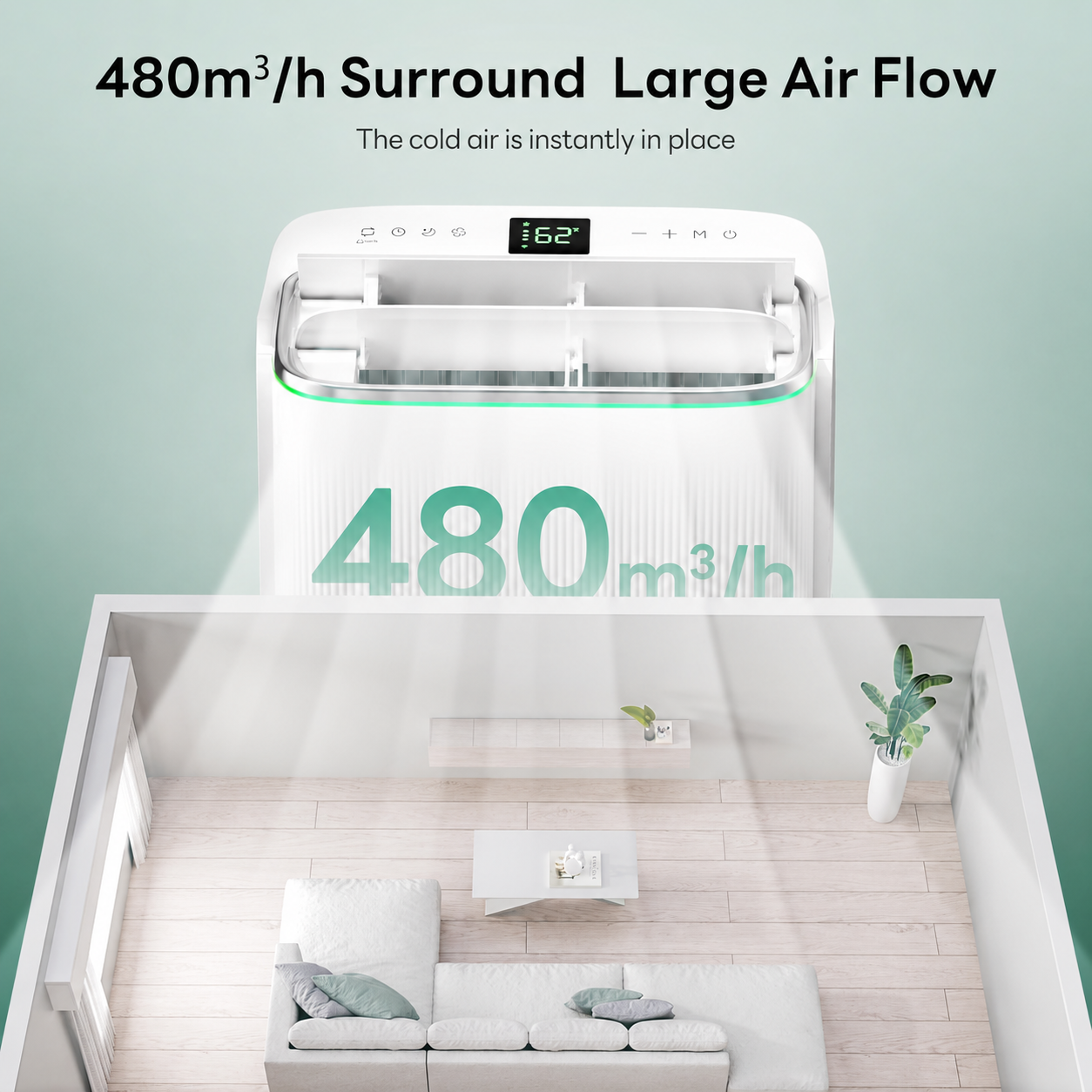 🔥Liquidación🔥 Aire acondicionado portátil de doble manguera y 14.000 BTU – Refrigeración inteligente con tecnología Inverter para habitaciones de hasta 500 pies cuadrados.
