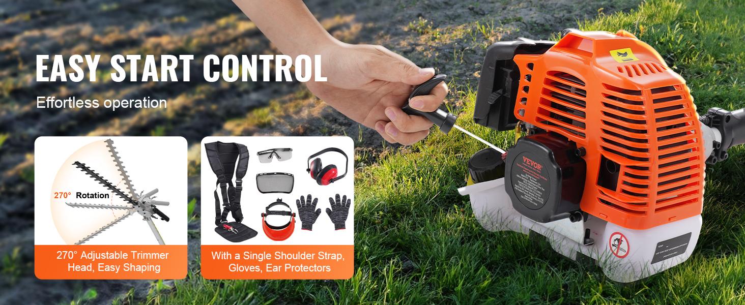 【summerfinds】VEVOR 52CC 6-in-1 Multi-Functional Trimming Tools, Gas Hedge Trimmer, Weed Eater, String Trimmer, Brush Cutter, Edger, Pole Saw Chainsaw Pruner with Extension Pole, Cutting, Grass Trimmer Handle