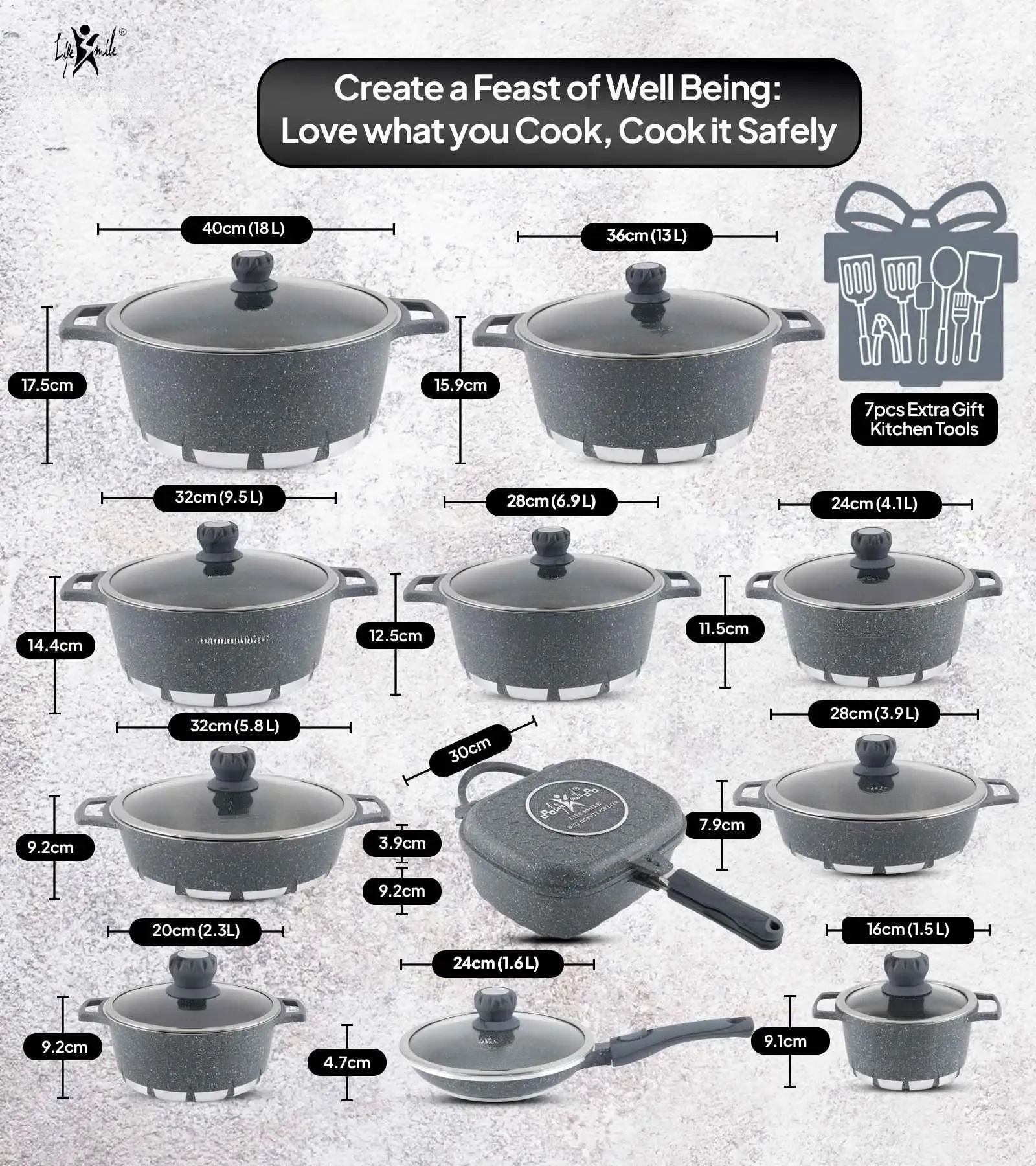 🎉 Oferta de aniversario: Juego de utensilios de cocina premium con revestimiento de granito multicapa antiadherente.