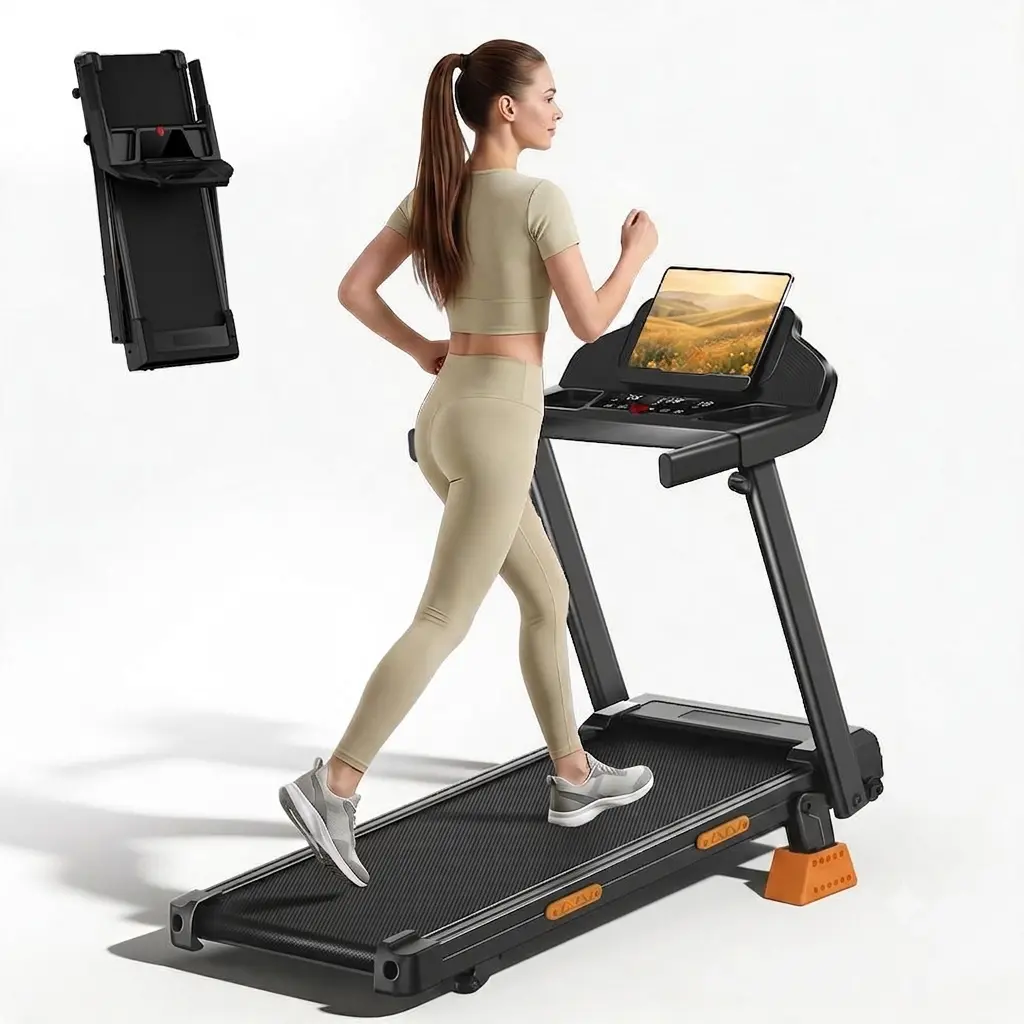 🎁 Rebajas de liquidación 💨 Cinta de correr plegable con barandillas y inclinación (16 % de inclinación) — Motor silencioso de 3,0 caballos de potencia, capacidad de carga de 400 libras, pantalla LED