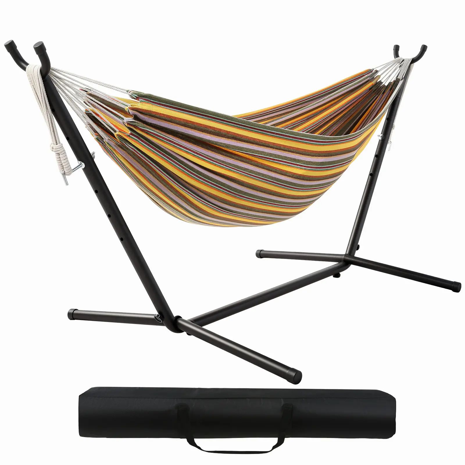 Premium Brazilian Style Hammock with Steel Stand and Carry Bag