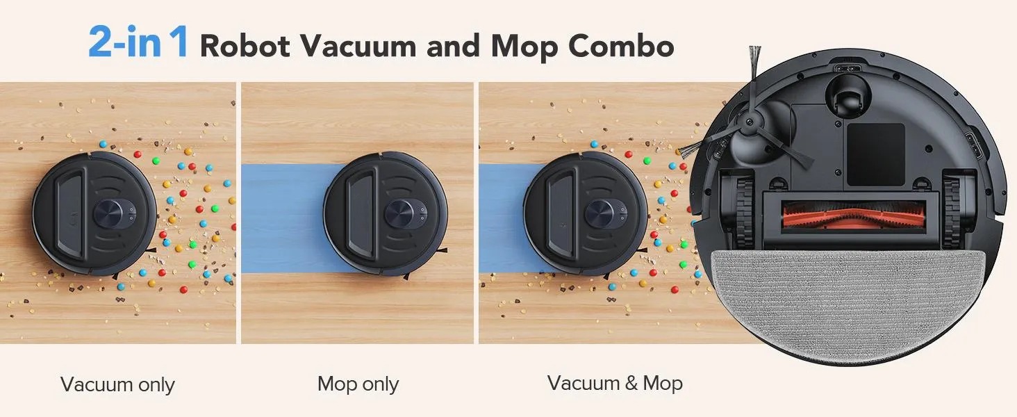 [HOT] BPMIO B20 2-in-1 Robot Vacuum & Mop Combo 5500Pa Suction LiDAR Navigation 120-Min Runtime Alexa WiFi App Compatible for Pet Hair Hard Floors summerwins,summerwins,dorm essentials,home essentials