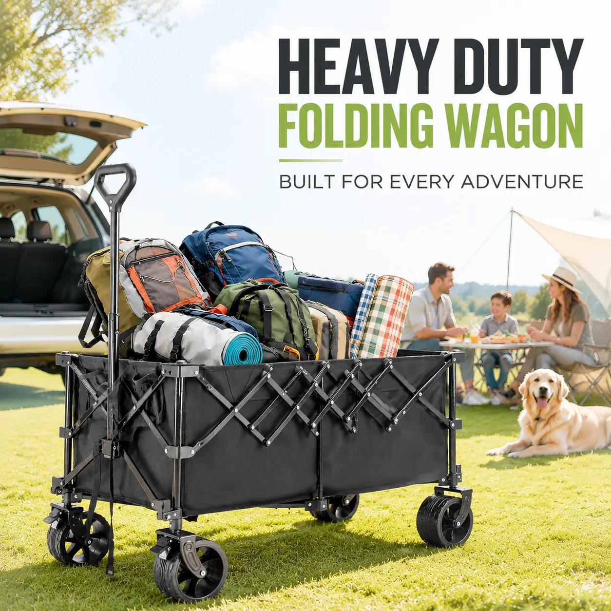 🎁 Reciclaje de líquidos con carrito 💨 Carrito plegable extralargo de alta resistencia (capacidad de carga de 200 kg), remolque portátil multifuncional con ruedas