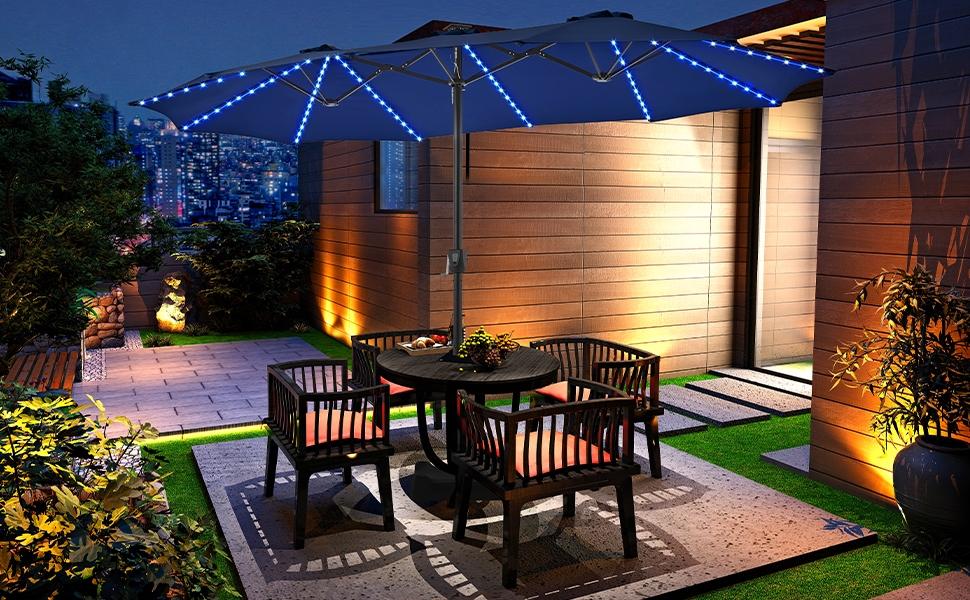 【RGB Lights】Yaheetech 13/15ft Massive 12-Mode Color-Changing Solar Patio Umbrella UV & Weather Resistant with Multi-Mode LED Lights Strips and Base Stand Triple-Vented Outdoor Umbrella,home decor,camping essentials 【RGB Lights】Yaheetech 13/15ft Massive 12-Mode Color-Changing Solar Patio Umbrella UV & Weather Resistant with Multi-Mode LED Lights Strips and Base Stand Triple-Vented Outdoor Umbrella,home decor,camping essentials