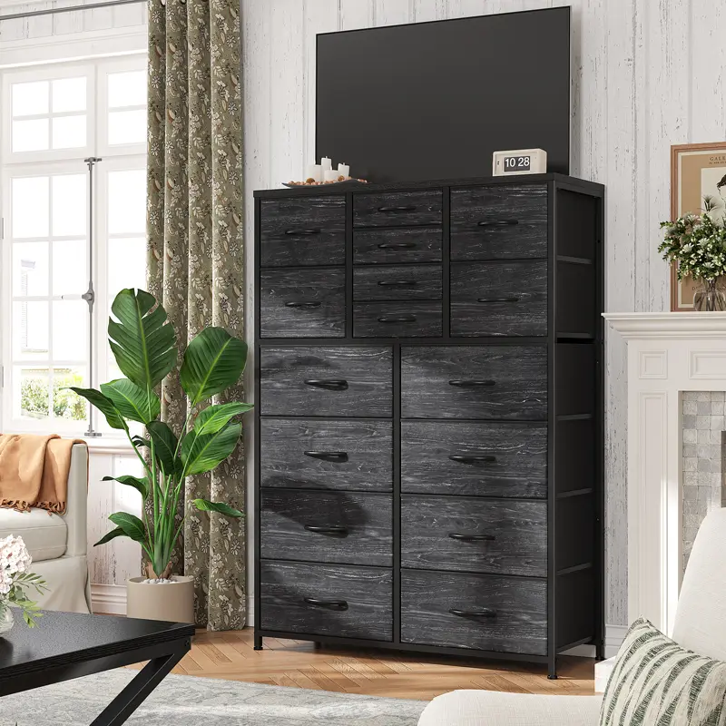 Tall Dresser with 16 Fabric Drawers - Modern Storage