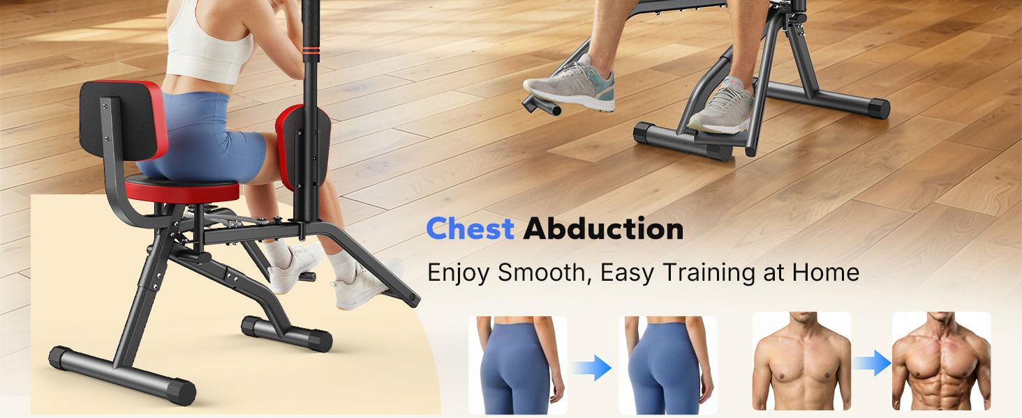 Merach Hip Abductor Machine for Home Gym, Upper Back Exerciser, Adjustable Glute Trainer, Thigh Workout Equipment for Hip Sculpting & Butt Lifting Summervibes