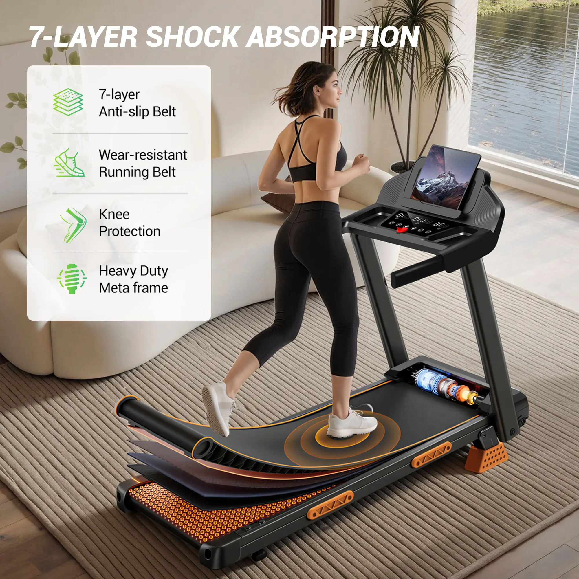 🎁 Rebajas de liquidación 💨 Cinta de correr plegable con barandillas y inclinación (16 % de inclinación) — Motor silencioso de 3,0 caballos de potencia, capacidad de carga de 400 libras, pantalla LED