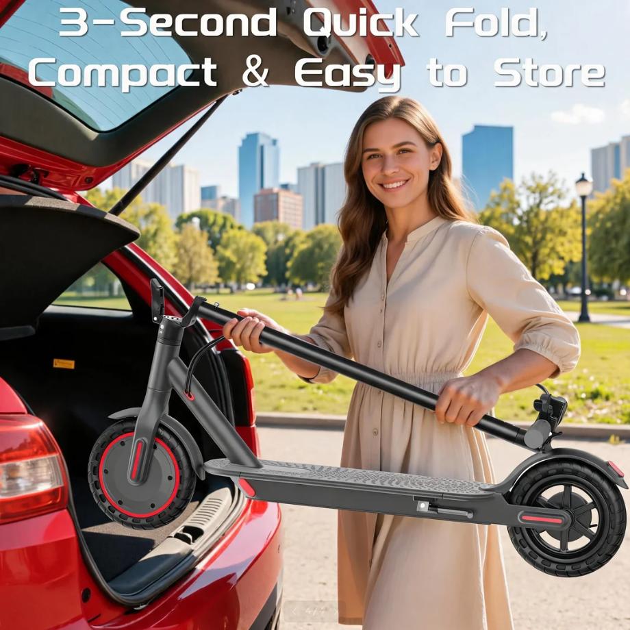 Electric Scooter - 350W Motor, 19 mph Top Speed, 15 mi Range, 8.5 in Honeycomb Solid Tires, Dual Braking System, Smart App Control, Multifunctional Alloy Build, Eco-Friendly Travel for Commuters & Students, foldable adult scooter.