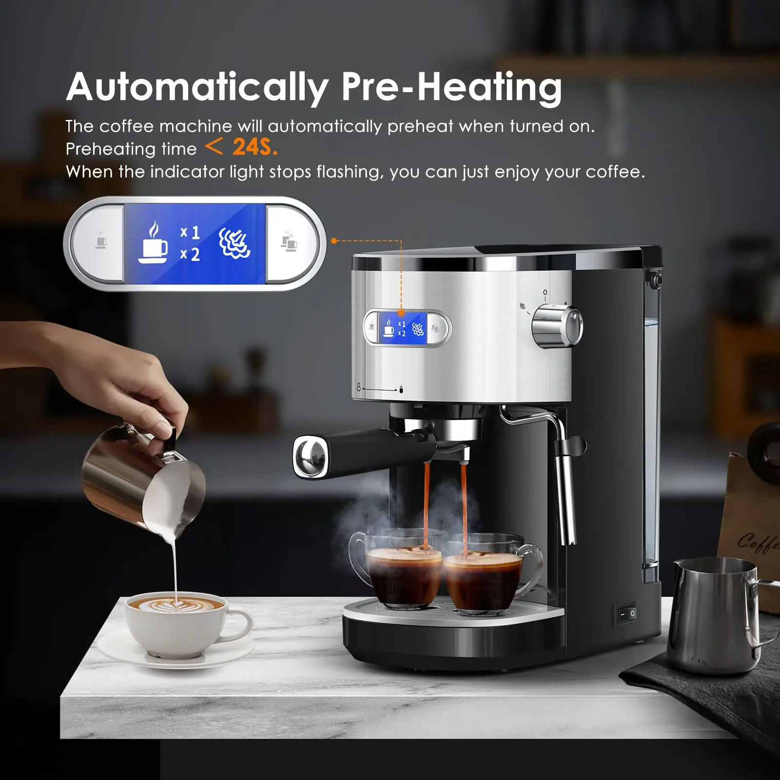 Cafetera espresso de 20 bares - Cafetera semiautomática