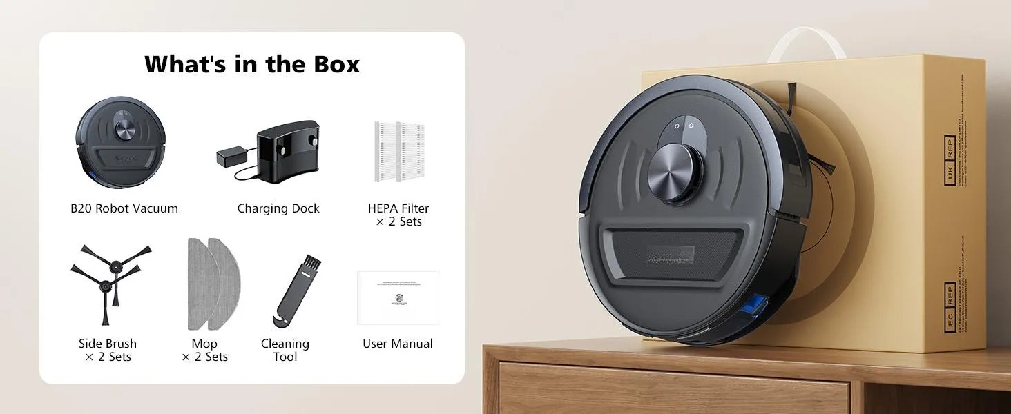 [HOT] BPMIO B20 2-in-1 Robot Vacuum & Mop Combo 5500Pa Suction LiDAR Navigation 120-Min Runtime Alexa WiFi App Compatible for Pet Hair Hard Floors summerwins,summerwins,dorm essentials,home essentials