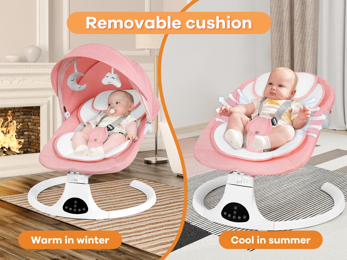 Baby Electric Bouncer for Infants,Baby Swing,5 Speeds and 10 Lullabies,Bluetooth Music,Remote Control,Adjustable Backrest,Indoor Use