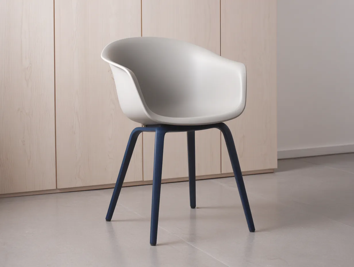 Esszimmerstuhl Schalensitz 57x59x80 cm - weiß und dunkelblau - Armlehnenform für Esszimmer