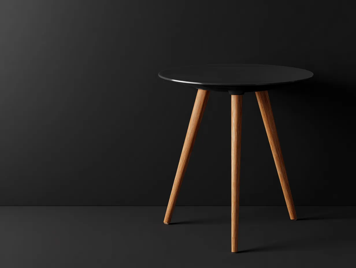 Beistelltisch rund 47x47x53 cm - schwarz und honigholz - leichte Bauweise für Wohnzimmer