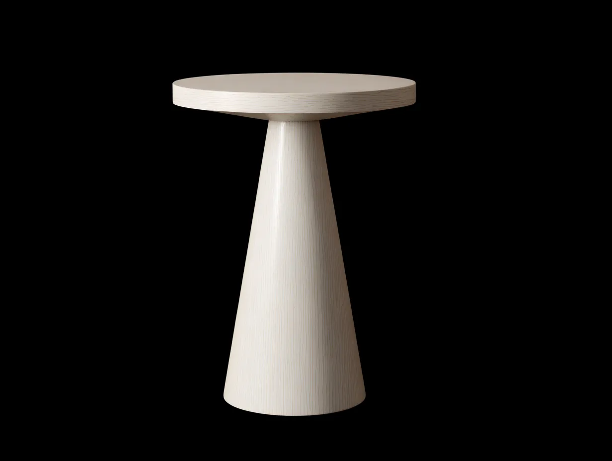 Beistelltisch rund 52x52x60 cm - weißer Holzton - moderner Kegelfuß für Wohnzimmer