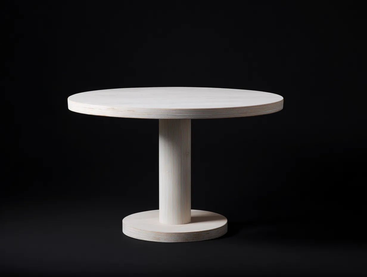 Beistelltisch rund 48x48x58 cm - weiß gewaschen - konischer Sockel für Wohnzimmer