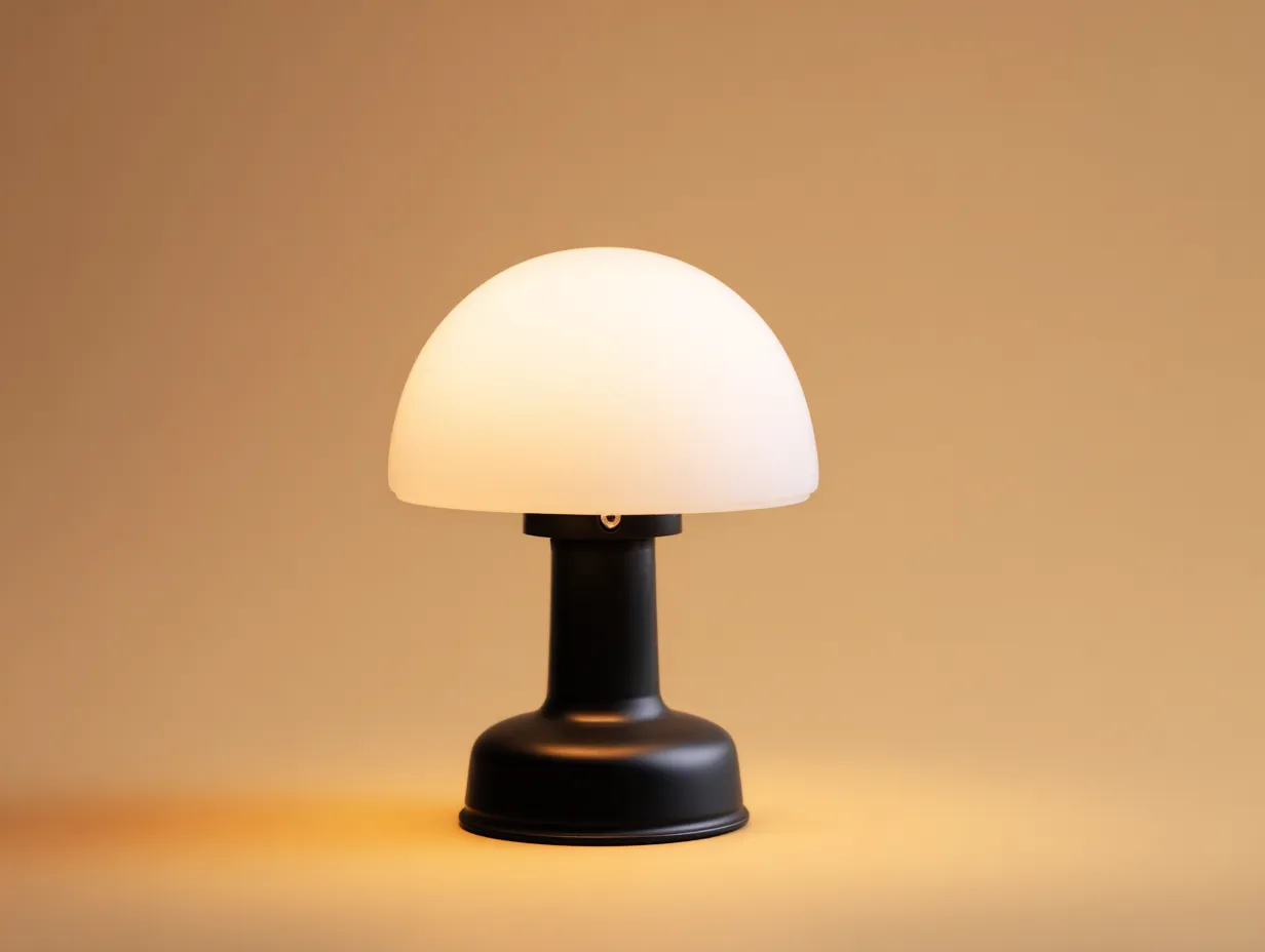 Tischlampe mit rundem Schirm 26x26x32 cm - Weiß und Schwarz - kompakt fürs Arbeitszimmer