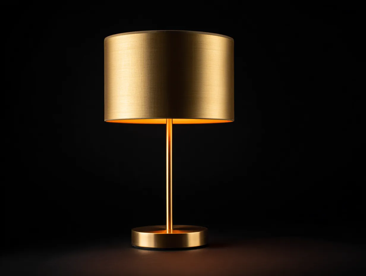 Tischlampe aus Metall 31x31x43 cm - Messing - mit rundem Schirm fürs Arbeitszimmer