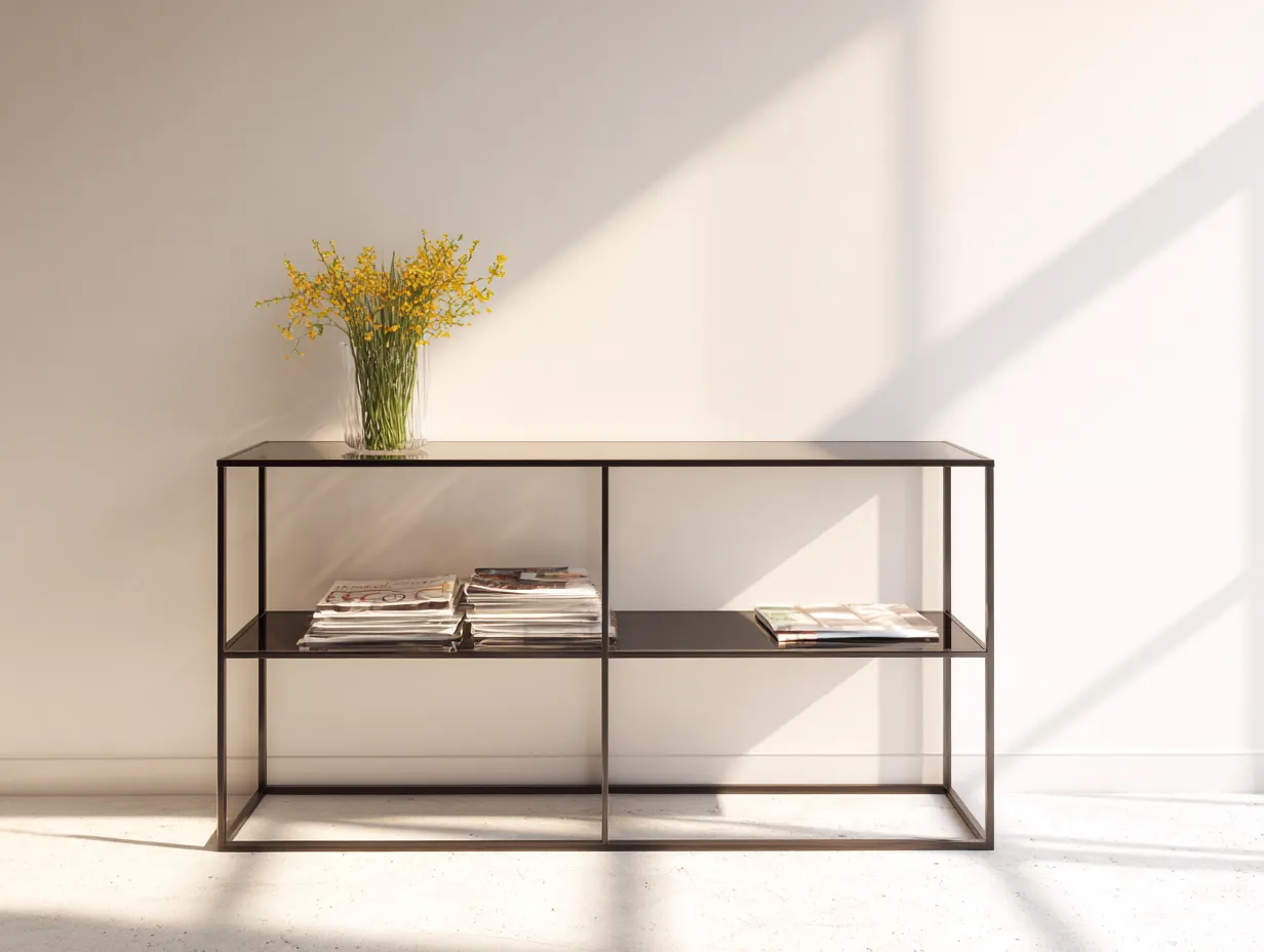 Ablagetisch mit Rauchglas 150x40x76 cm - Schwarz und Rauchglas - für Wohnzimmer