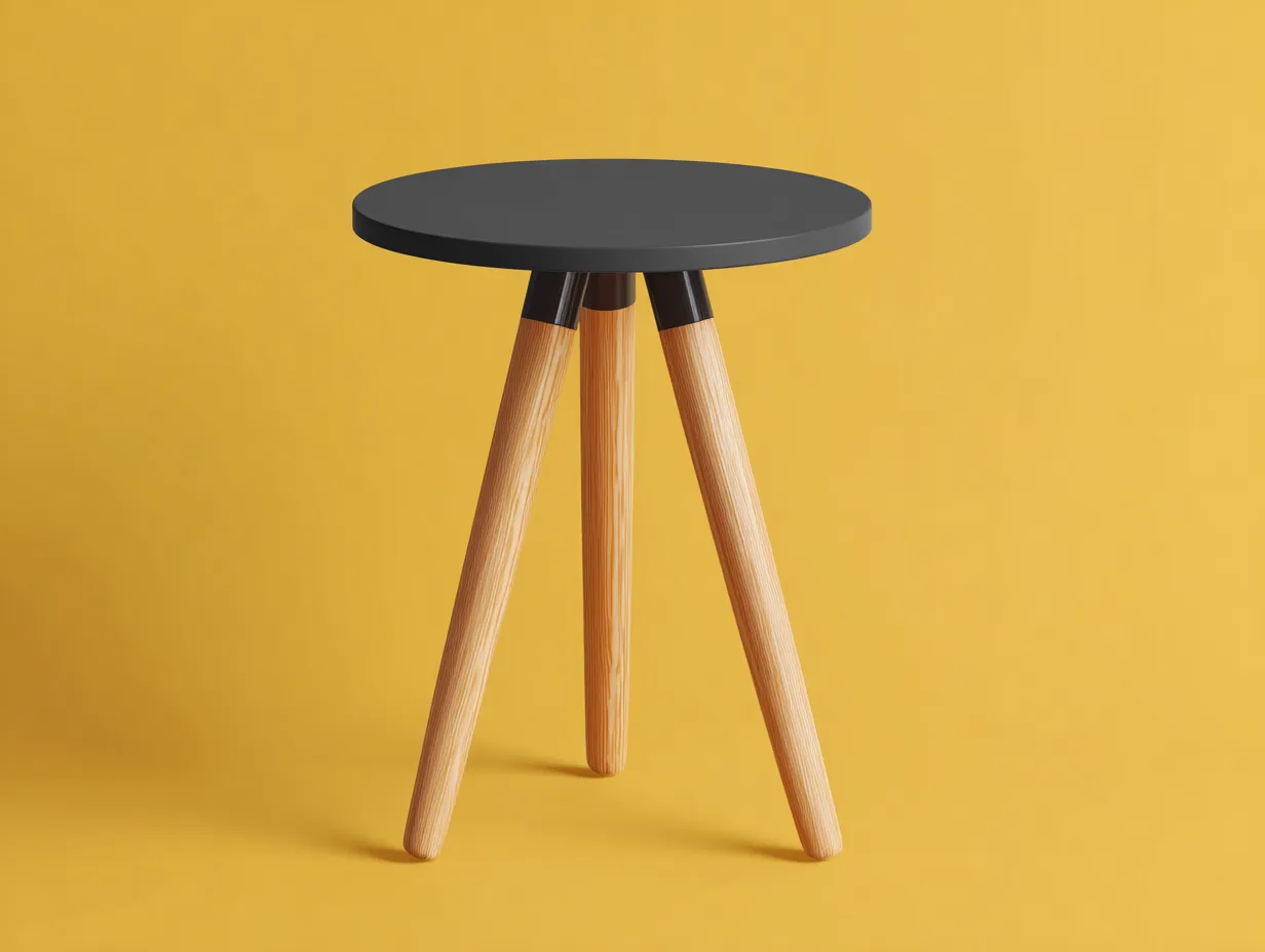 Beistelltisch rund 48x48x55 cm - schwarz und naturholz - moderner Akzent für Wohnzimmer