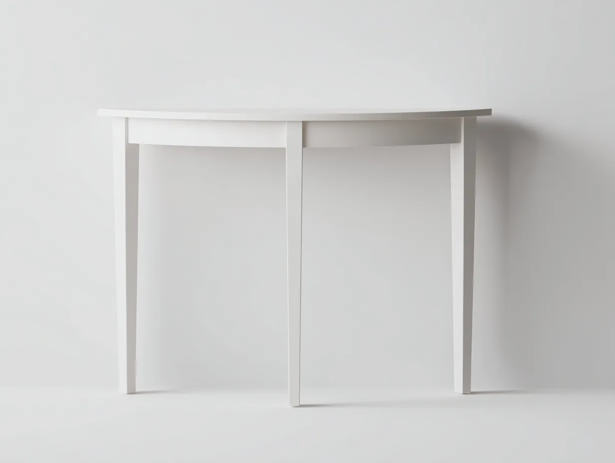 Ablagetisch mit halbrunder weißer Platte 100x38x75 cm - Weiß - für Wohnzimmer
