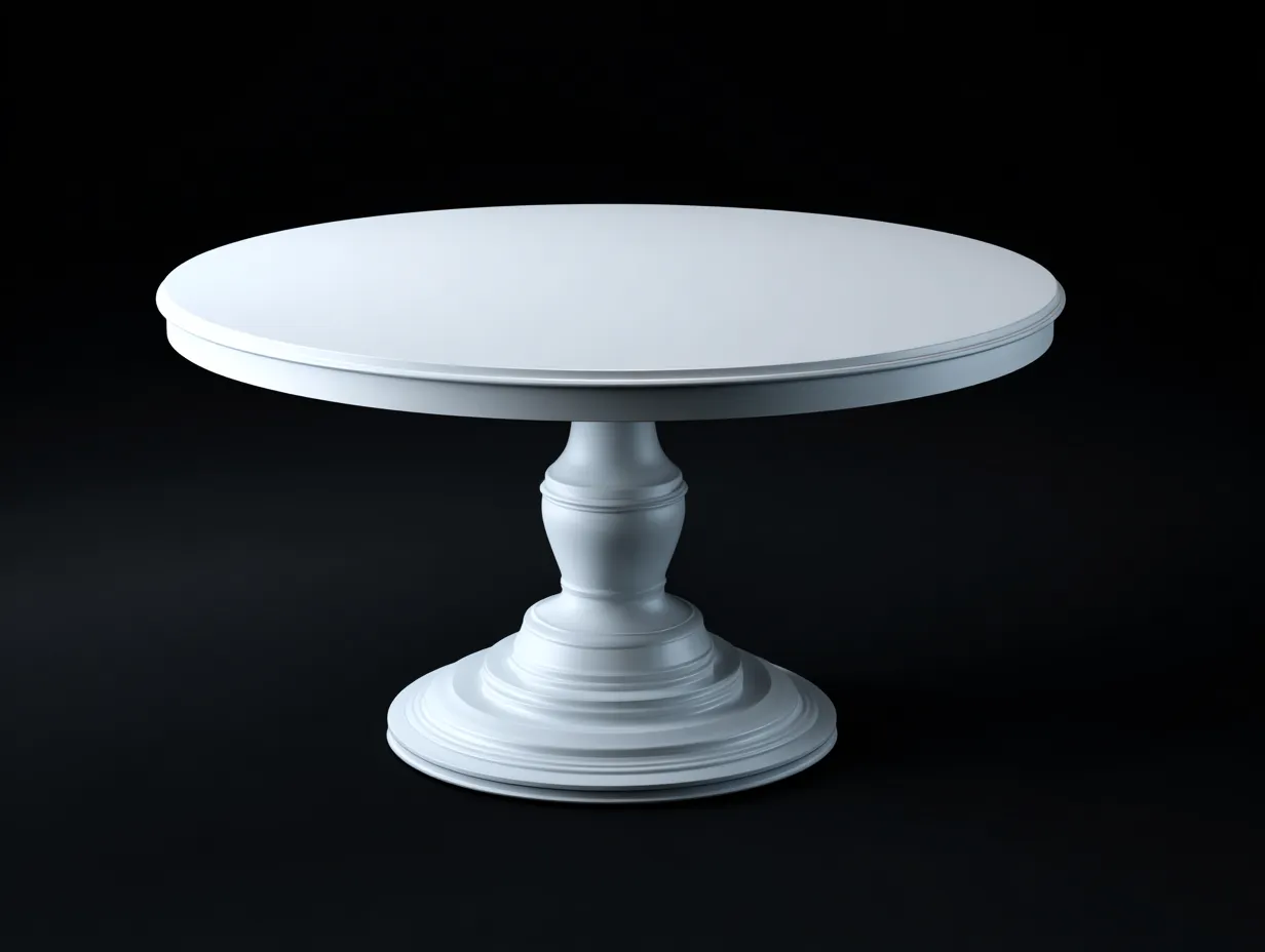 Beistelltisch rund 54x54x56 cm - weiß gewaschen - zylindrischer Mittelfuß für Wohnzimmer