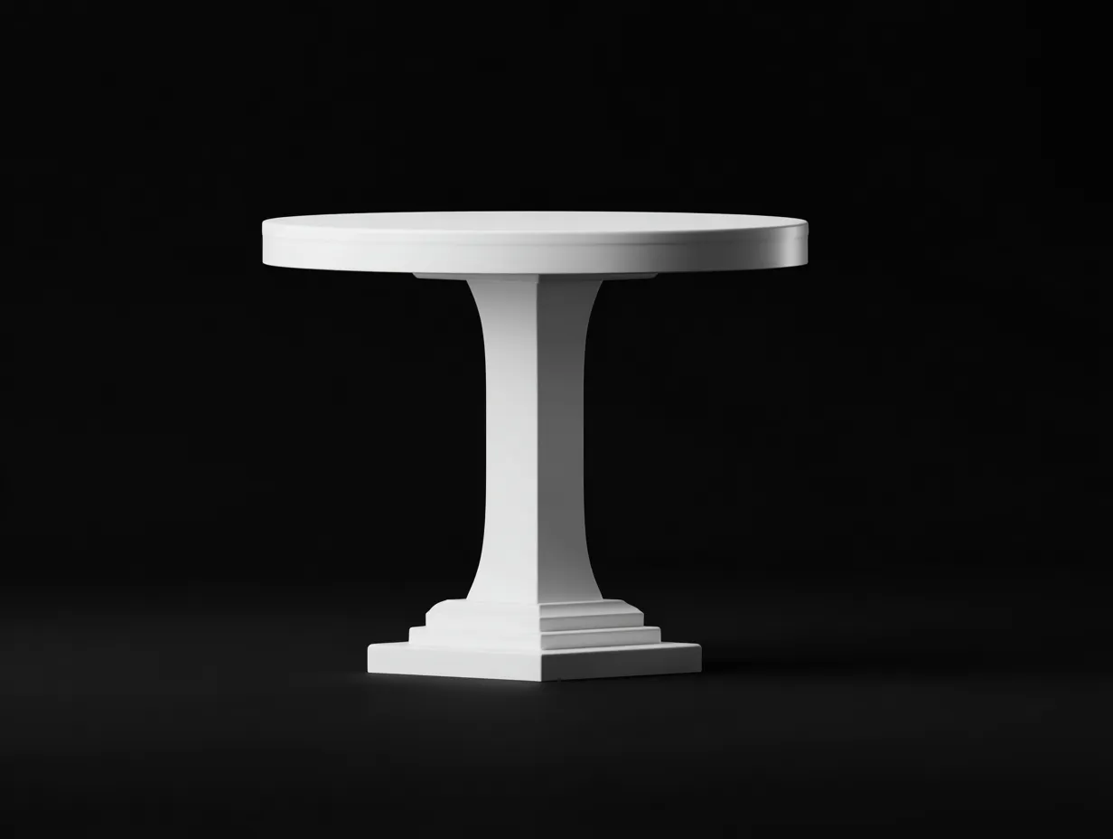 Beistelltisch rund 57x57x46 cm - weiß - profilierter Standfuß für Wohnzimmer