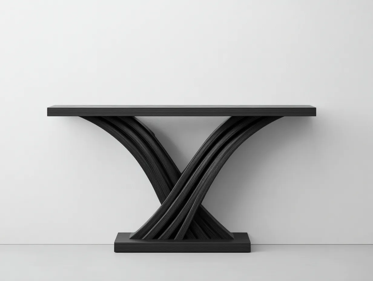 Ablagetisch aus schwarzem Holz mit Wangenfuß 150x36x78 cm - Schwarz - für Wohnzimmer