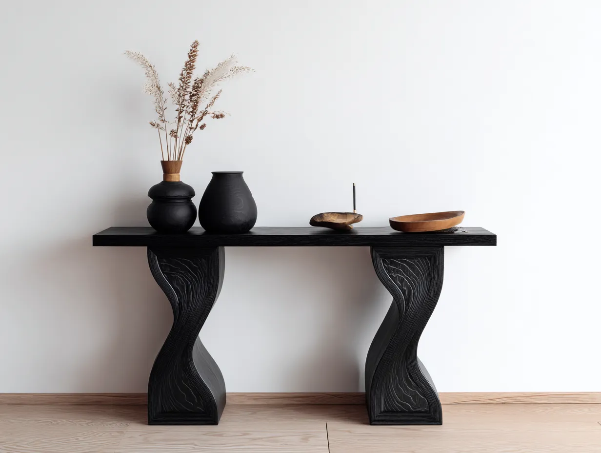 Ablagetisch aus schwarzem Holz 140x38x80 cm - Schwarz - für Wohnzimmer