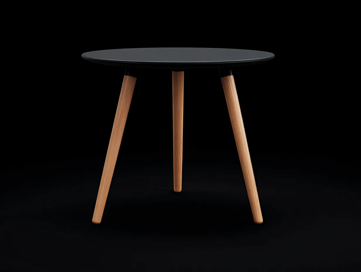 Beistelltisch rund 49x49x56 cm - schwarz und naturholz - skandinavischer Look für Wohnzimmer