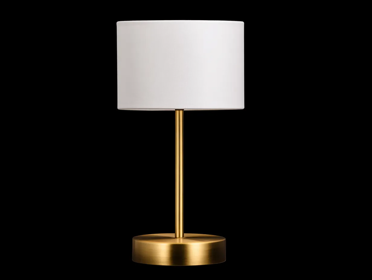 Tischlampe mit weißem Zylinderschirm 29x29x52 cm - Weiß und Messing - für Arbeitszimmer