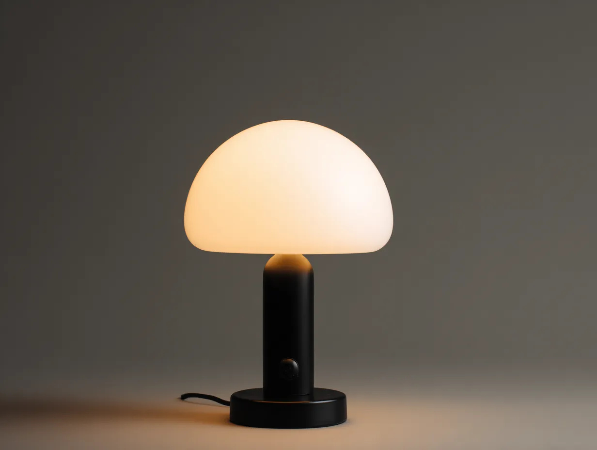 Tischlampe mit Pilzschirm 24x24x34 cm - Weiß und Schwarz - für Arbeitszimmer
