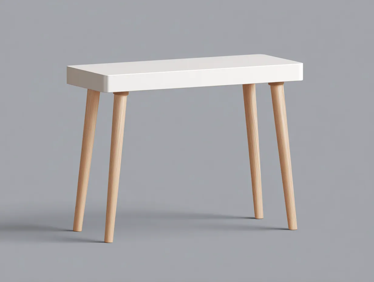 Ablagetisch mit Holzplatte 120x35x80 cm - Naturholz und Weiß - für Wohnzimmer