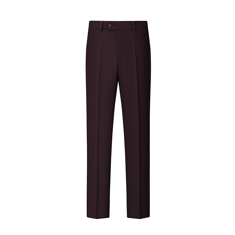 Wool Blend Stretch Burgundy Suit Pants-Bellvero