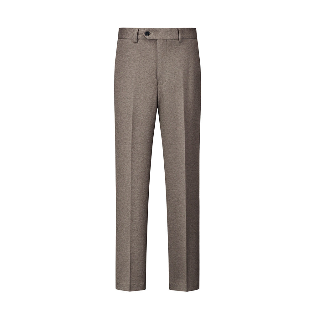 Brown Solid Suit Pants-Bellvero