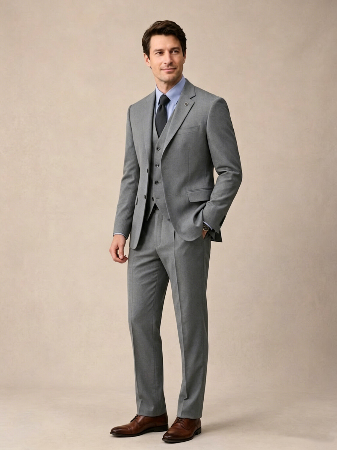 Slim Fit Gray Suit Pants-Bellvero