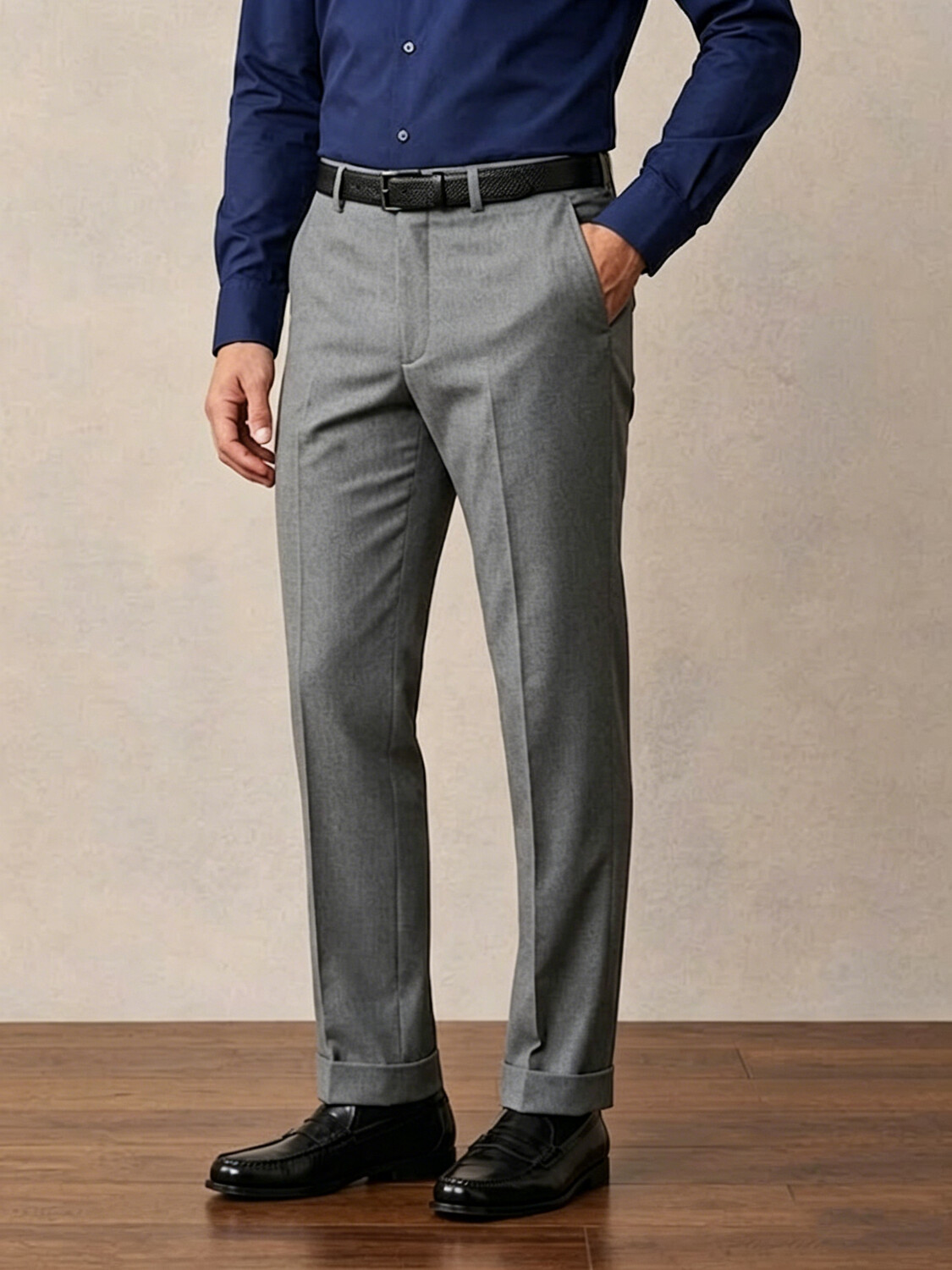Slim Fit Gray Suit Pants-Bellvero
