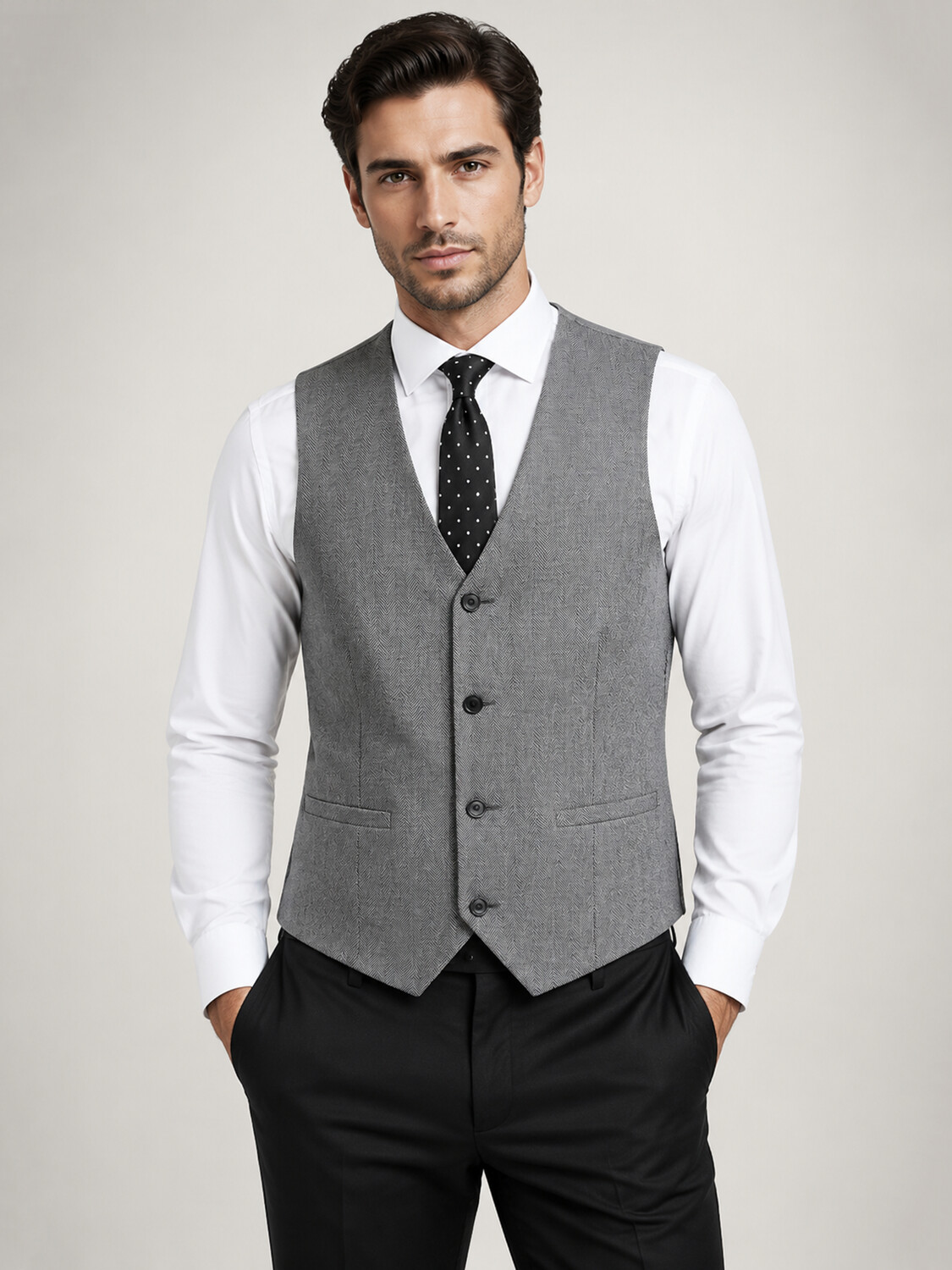 Gray Tuxedo Vest-Bellvero