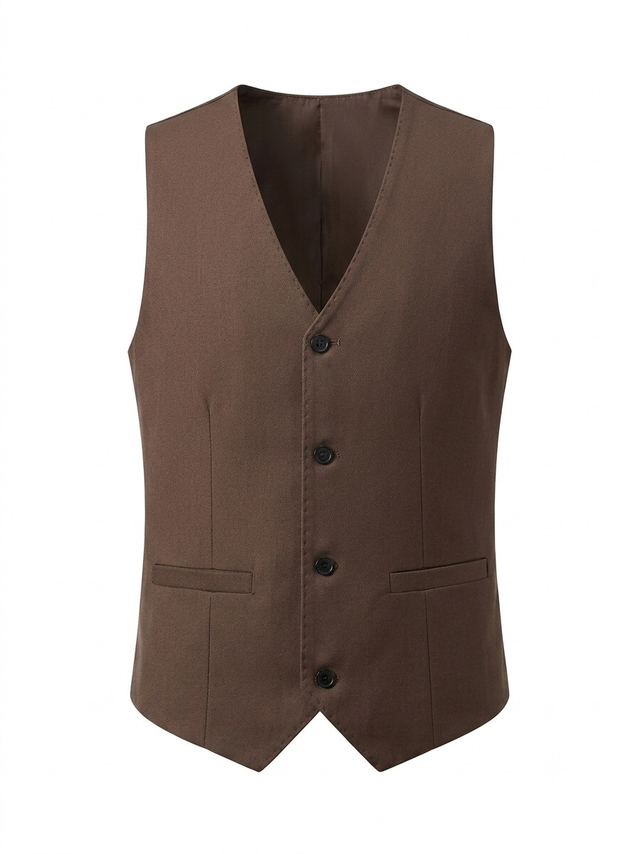 Brown Tailored Suit Vest-Bellvero