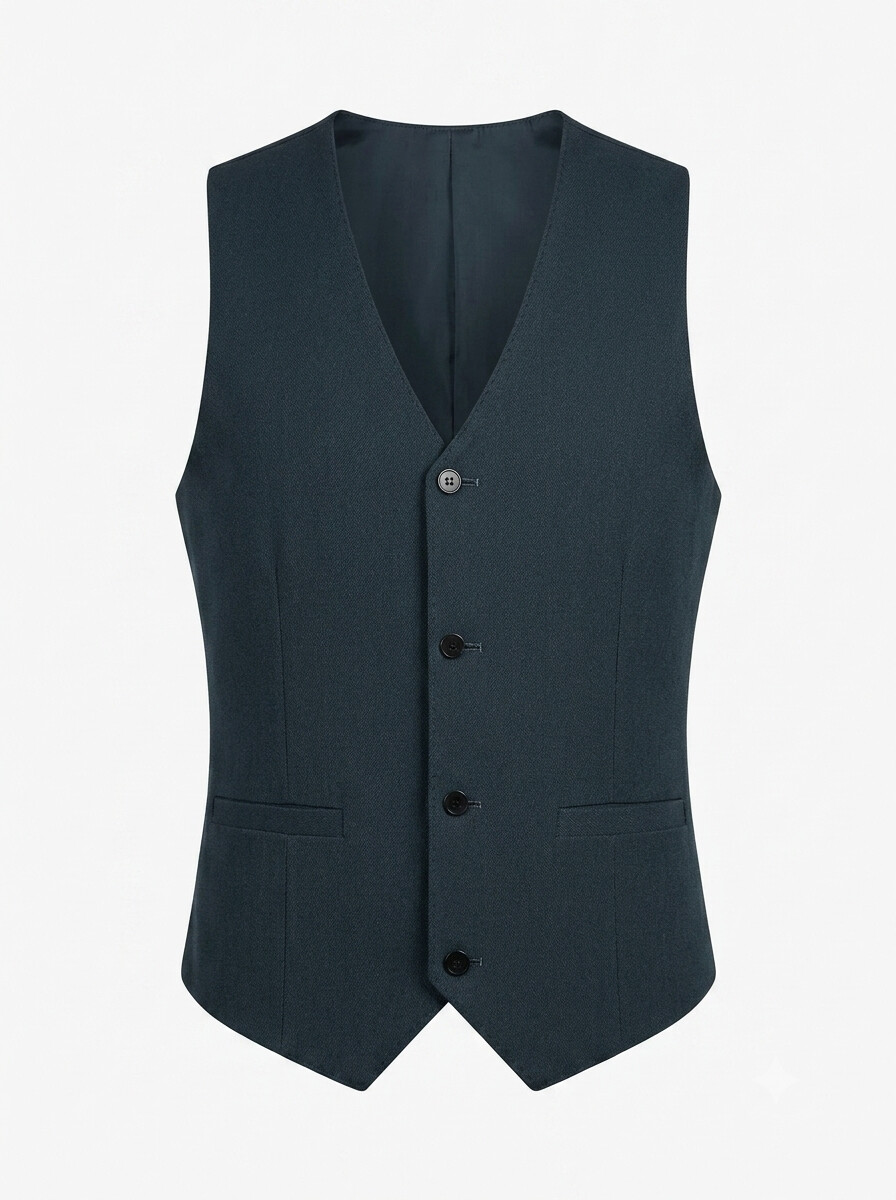 Deap Teal Tailored Suit Vest-Bellvero