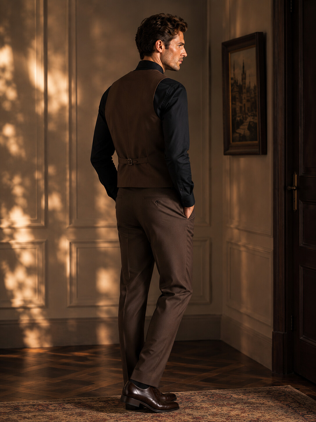 Brown Tailored Suit Vest-Bellvero